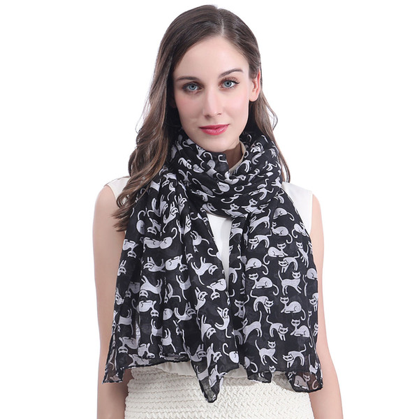 Cute Cat Pet Animal Print Women's Scarf Shawl Wrap Large Size Soft Light Weight for All Seasons