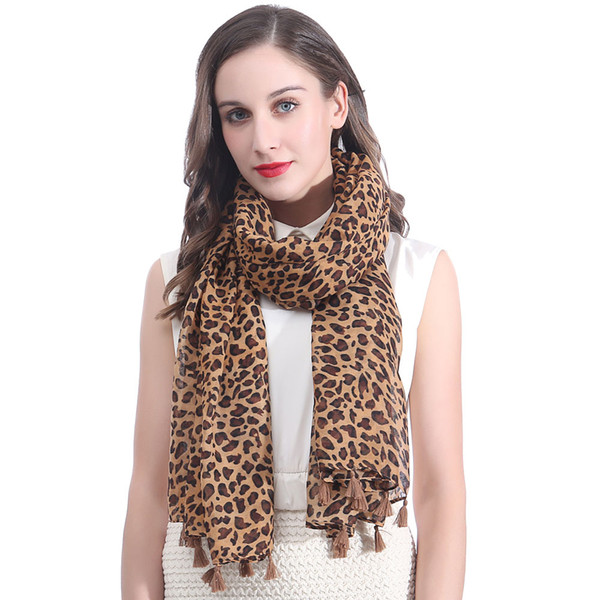 Classic Leopard Animal Print Women Tassel Scarf Shawl Body Wrap Large Size Gift Idea Soft Light Weight