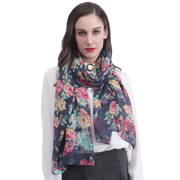 Fashion Multi Colored Flowers Butterflies Print Women Scarf Shawl Body Wrap Large Size Gift Soft Light Weight