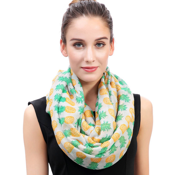 Fashion Pineapples Fruit Print Women's Infinity Loop Scarf Snood Wrap Gift Idea Soft Lightweight for All Seasons