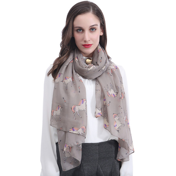 Fashion Unicorn Print Women Long Scarf Shawl Wrap Soft Light Weight for All Seasons Gift Accessory