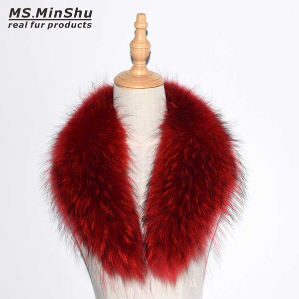 Natural Fox Fur Scarf Genuine Raccoon Fur Collar Scarf For Jacket Detachable For Women Real Fur Collar Neck Warmer Ms.MinShu