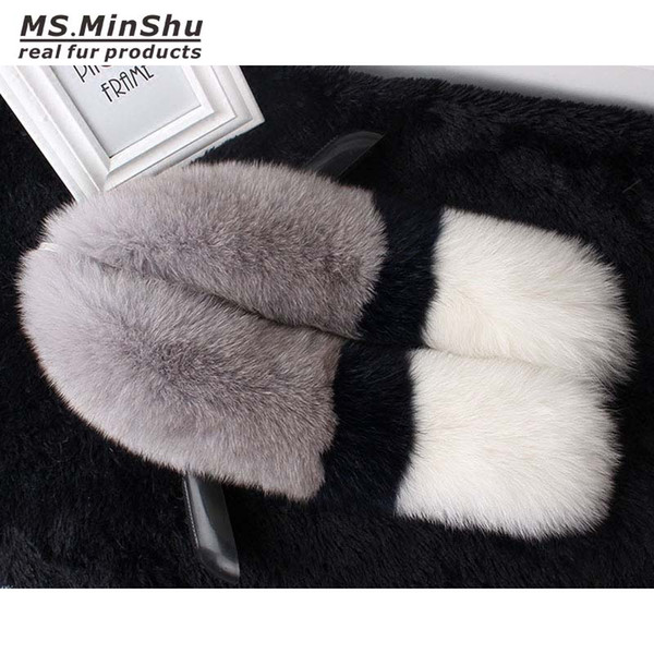 Luxury Fox Fur Scarf Genuine Fox Fur Scarf Middle Length Brand Real Flush Fur Shawl Lady's Neck Warmer Lady MS.MinShu