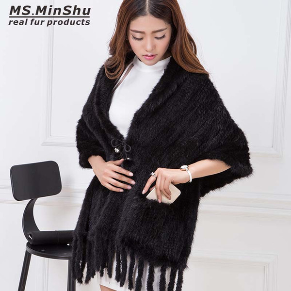 Real Mink Hair Scarf Wraps Autumn Winter Knitted Mink Hair Shawl Fashion Pashmina Coat Women Poncho Luxury Fur Shawl Female