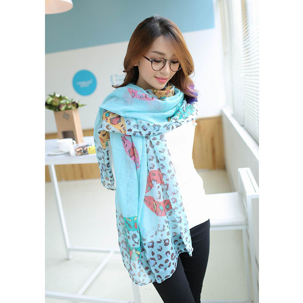 100% silk Fashion Lovely Cotton Scarf New Arrival brand leopard sex lip knitted scarf for woman winter warm scarf