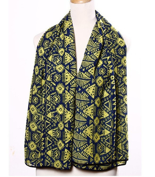 100% silk New Coming velvet Crease wool knitting Hemp New Fashion Style geometer yellow design chiffon scarf