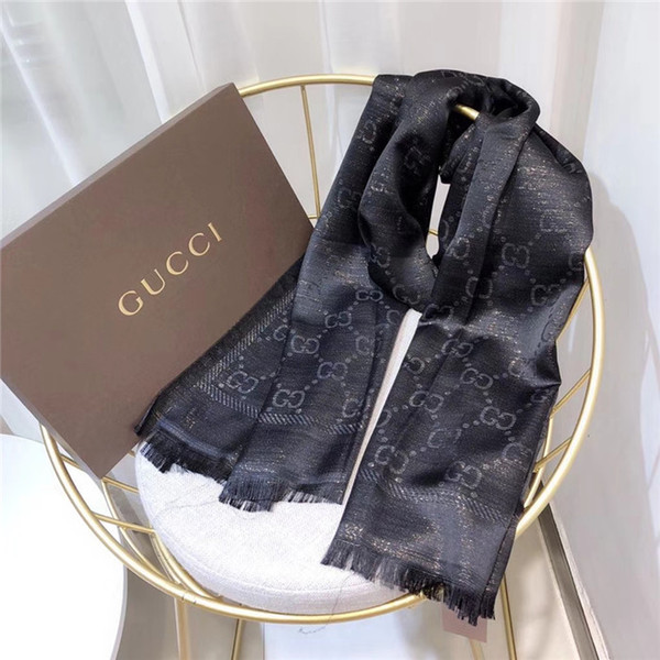 Spring/summer 2019 silk scarves design silk shawl shiny gold and silver thread silk scarf fashion men and women soft thin scarf