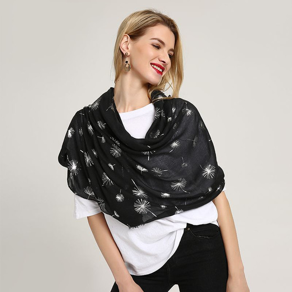 Printed silver dandelion lady's scarf spring and winter new style cotton cape woman's shawl to the ladies' exquisite Christmas gift