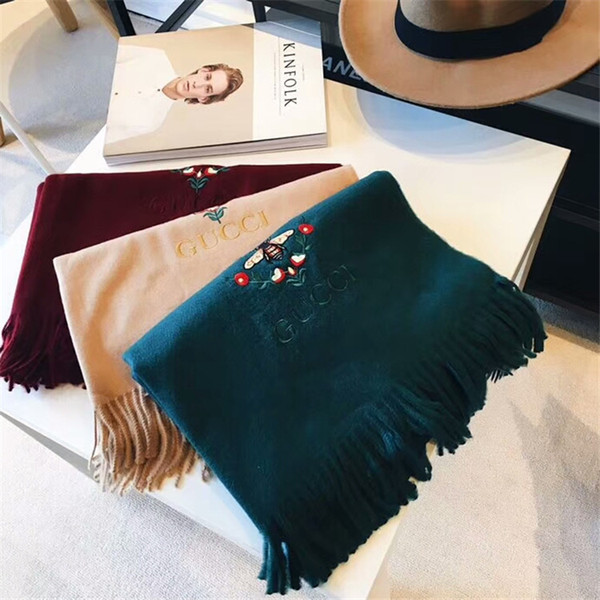 2018 Fashionable winter brand scarf female wool blends delicate coloured embroidery soft warm female long scarf