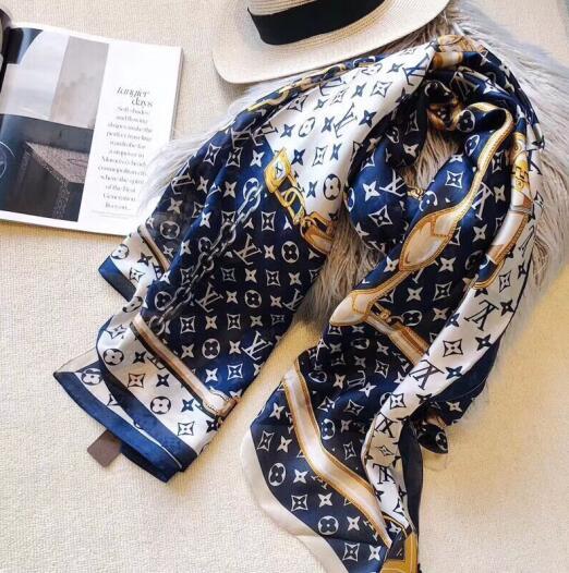 High quality 2019 Fashion autumn and winter brands silk scarves timeless classic, super long shawl fashion women's soft silk scarves