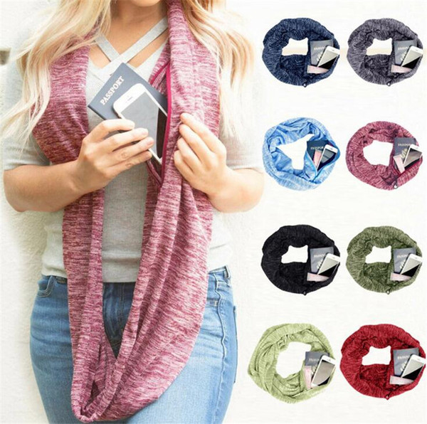 Fashion Unisex Knitted Ring Scarf Storage Cool Scarves Circle Long Scarf Lady Wrap Scarves Thick Warmer Neck Scarf Crochet Scarves