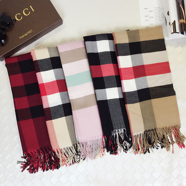 Hot!!5 Colors Women Men Tartan Scarf Warm Plaids Scarf Shawl Tassel 185*35cm Unisex Acrylic Plaids Scarves & Wraps WS0017