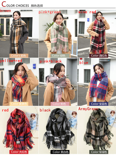 FreeShipping 9 Colors Plaids Infinity ScarvesGrid Loop Scarf Blankets Women Tartan Oversized Shawl Lattice Wraps Fringed Cashmere Pashmina0