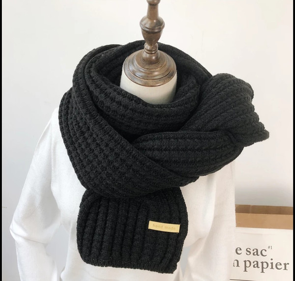 Scarf Girls Winter Korean Version of Students With A Variety of Knitting Long Thick Warm Harajuku Small Fresh Pure Color Wool Neck