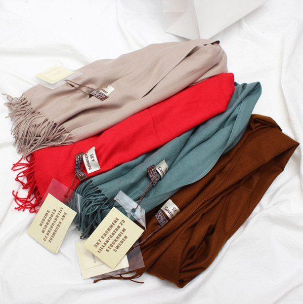 New Winter Thickening Scarf High Quality Flat Cashmere Stretch Scarf Pure Color Warm Small Fresh Shawl Woman