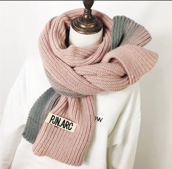 2018 Hot Sale Winter Warm Tiebiao Scarf Girls Students Patchwork Knitting Wool Neck Women Harbor Wind With Double Shawl Tide