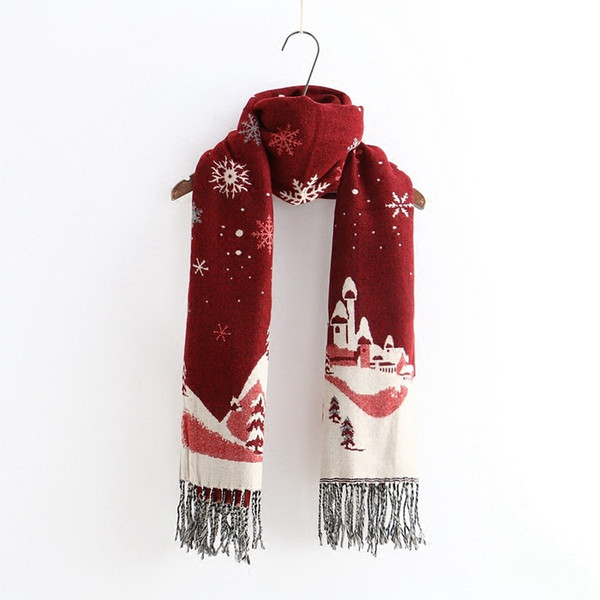 Hot Sale and Brand New Winter Scarf Makes Up The Look of a Christmas Tree Snowflake Fringe Wrap For Your Best Friend