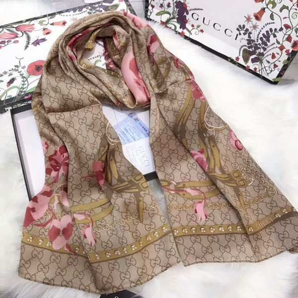 2018 high end women scarf printing flowers fashion ladies scarf shawl beach towel with box lh80