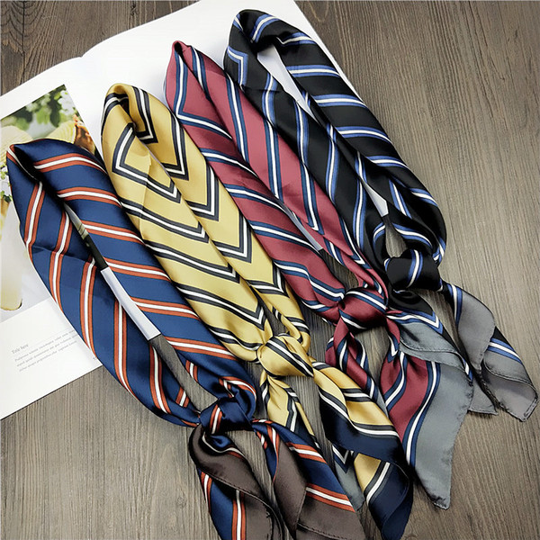 Wholesale Stripe small square scarf small silk 70cm scarf female spring and autumn summer fashion accessory