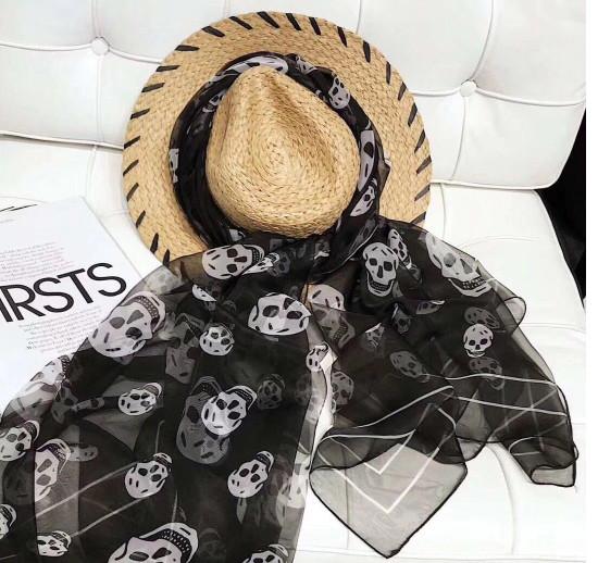 Hot Brand Silk scarf Pashmina for Women 2019 Spring Italy Brand Full Double skeleton black Long Scarves Wrap With Tag 185x130cm Shawls