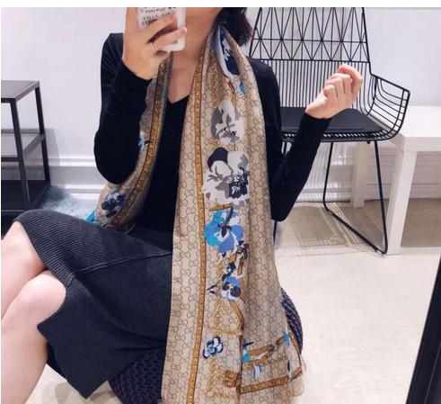 Women Silk scarf 2019 New Hemming Long Scarves Shawls Wrap Scarfs for Women With Tag 180x90Cm Shawls Collar Headband