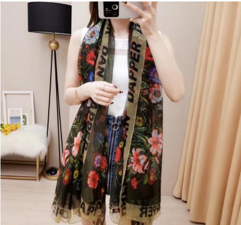 Spring and summer fashion Flower letters long fashion scarf silk High-grade print scarf