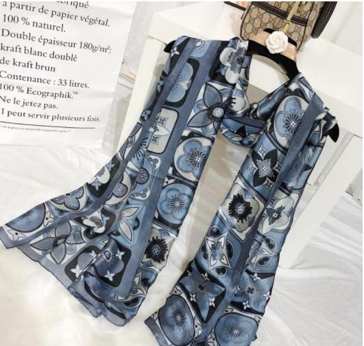 Newest Digital Print Silk Scarf Women 2019 black fashion Silk plaid Wraps Shawls and Scarf top s063