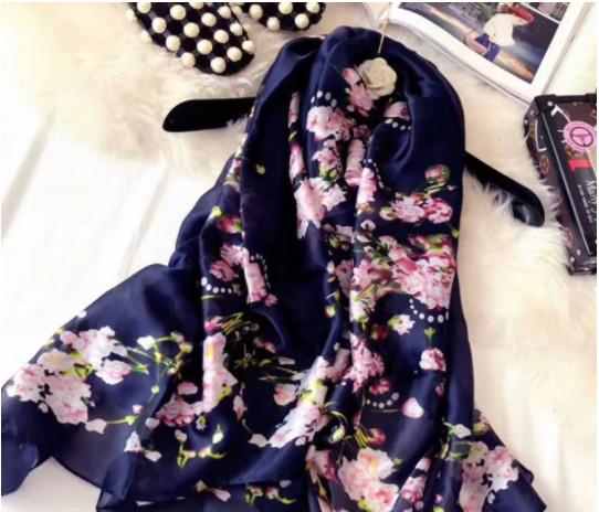 Newest Digital Print Silk Scarf Women 2019 black fashion Silk plaid Wraps Shawls scarf choose