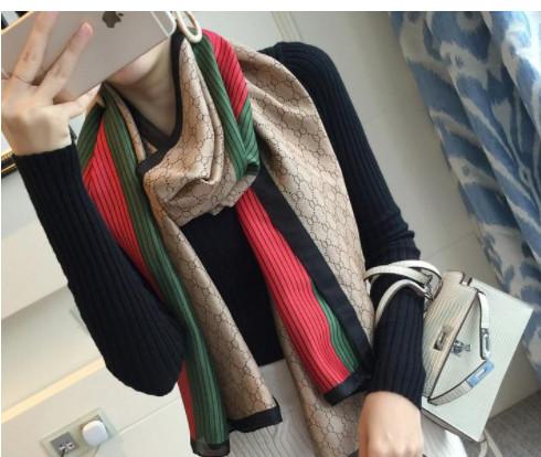 stripe Silk Scarf Women High Quality Italy Brand Flower Silk scarves Scarfs 180x90cm Pashmina Infinity Scarf Women Shawls Bikini black