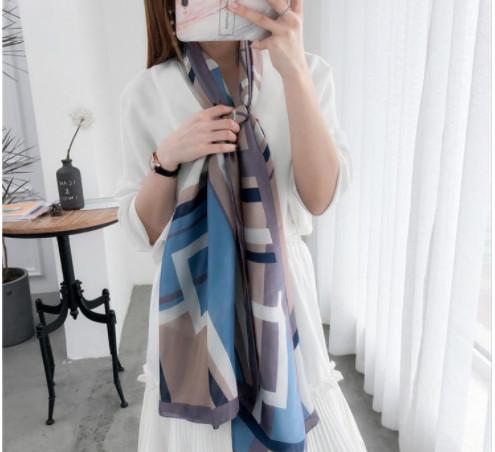 2019 NEW Silk Scarf for Women Spring SummerCape patchwork holiday Long Scarves Wrap with Tag 180x90Cm Shawls 2clour