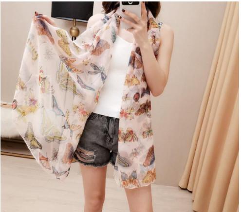 silk new scarf summer fashion new Butterfly print fashion scarf silk High-grade print scarf