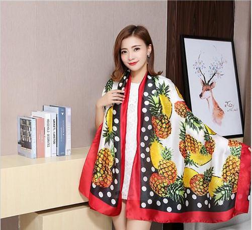 2019 NEW Pineapple dot Silk Scarf for Spring and summer fashion new Europe and .United States fashion scarf silk High-grade print scarf