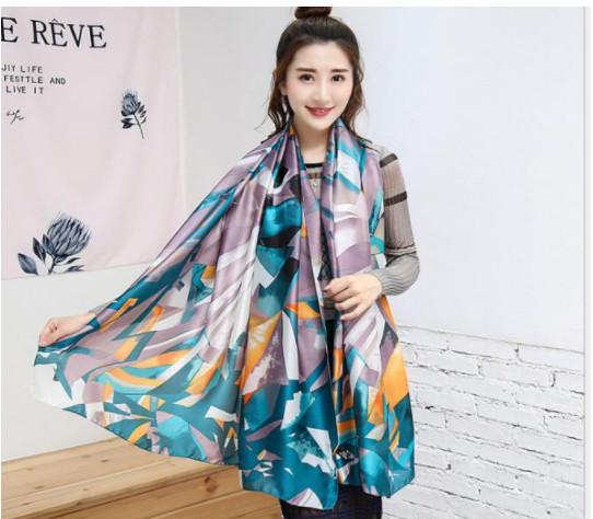 2019 NEW Silk Scarf for ladies Spring Summer European design Rose flower printed green red Long Scarves Wrap with Tag 180x90Cm beach Shawls