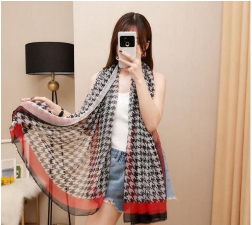 Spring silk scarf 2019 Hot women Letter shawl scarf fashion long neck ring Christmas gift Peacock top seller flower S0210