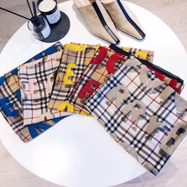 Fashion brand womens scarf Scarves brands design Scarf women high quality Plaid Letter pattern design Scarf