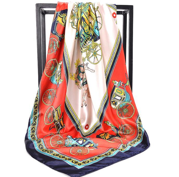 Fashion silk scarf classic print carriage figure scarf large square 90*90cm fashion female Muslim headscarf