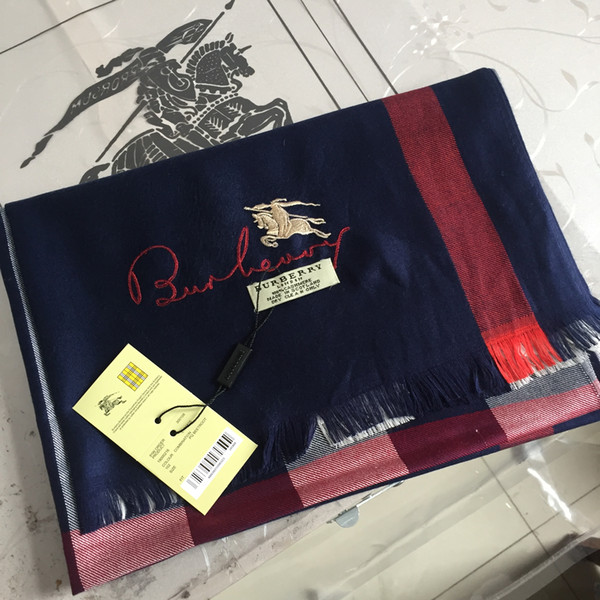 Fashion brand plaid soft cotton scarf, high-quality embroidered shawl, size 180*70cm