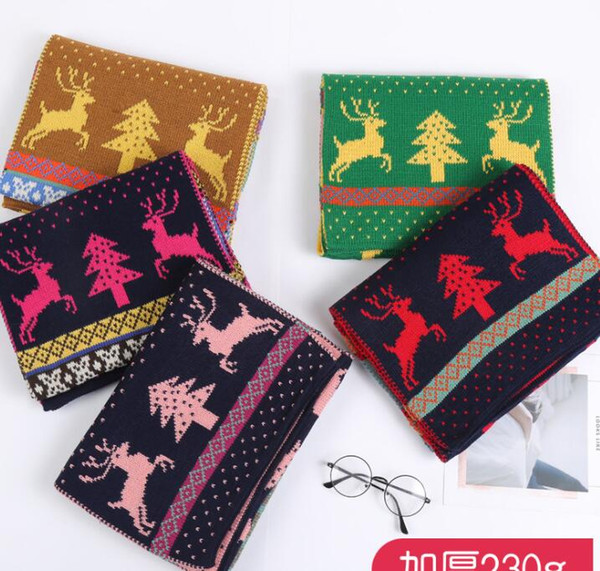 New autumn and winter 2018 scarves.Christmas deer snow fresh deer qixi festival warm wool yarn knitted scarf to hair
