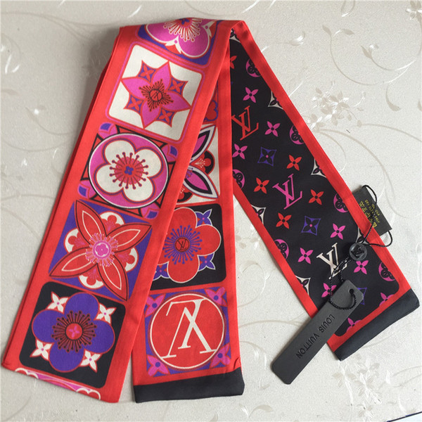 new silk scarf brand small ribbon fashion women's fashion Men and women scarf designer handbag decoration ribbon 120*8cm