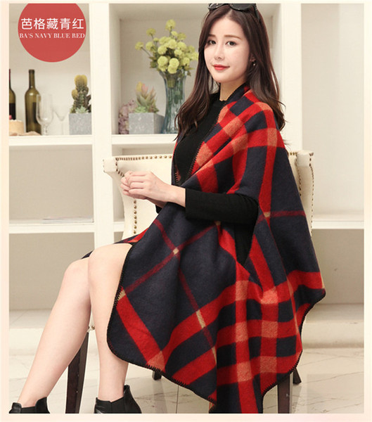 Autumn and winter new imitation cashmere lady shawl woman cape big winter ethnic wind dual thick scarf