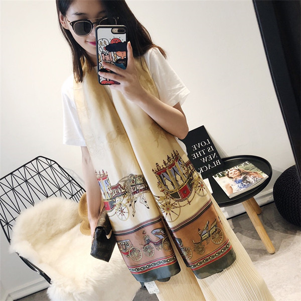 Hot sale Newest Designer womans brand Scarf High Quality 100% silk long scarves Classic Printing design womans scarves for women H-0338