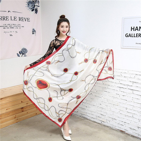 Hot sale Newest Designer womans brand Scarf High Quality 100% silk long scarves Classic Printing design womans scarves for women H-0855k