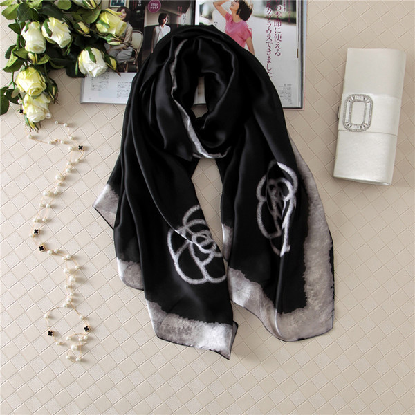 2018 Winter Designer womans brand Scarf High Quality 100% silk scarves Classic womans scarves size 180x90cm for women S-222B