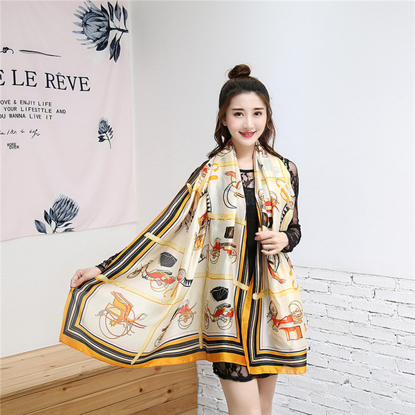 Brand New Designer womans brand Scarf High Quality 100% silk square thin Classic Printing design womans scarves for women H-0636B