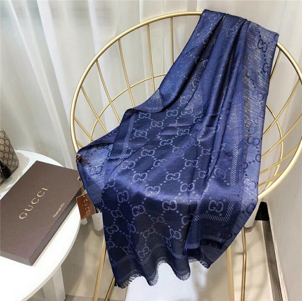 Spring and summer silk scarves luxury designer scarves brand women's scarves soft gold thread scarf 180*70cm