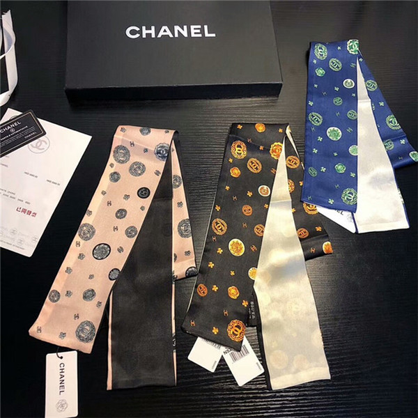 Wholesale brand silk scarves printed silk hair band fashion handbag decorative ribbon female scarf 120*8cm