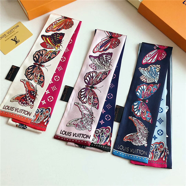 Fashion brand printed silk scarf multi-functional ribbon men and women with fashion handbags ribbon scarfWholesale silk scarf fashion female