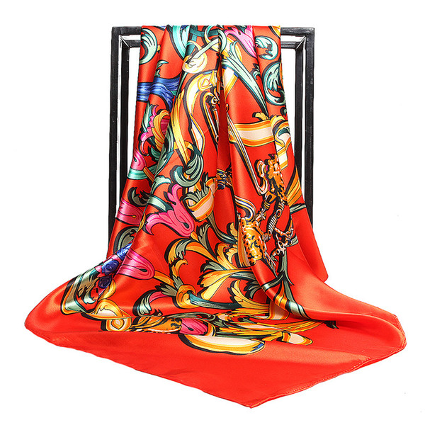 Spring and autumn new totem floral pattern silk scarf woman