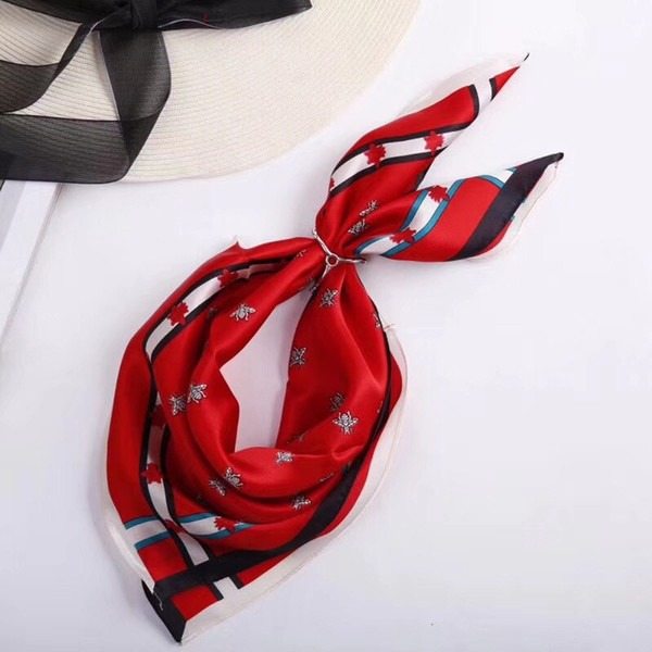 Fashionable simple but elegant floret joker little scarf spring summer decoration imitation silk scarf