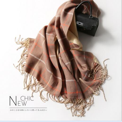 New 2018 imitation cashmere scarf autumn winter female woven plaid scarf winter wool knitted plaid scarf